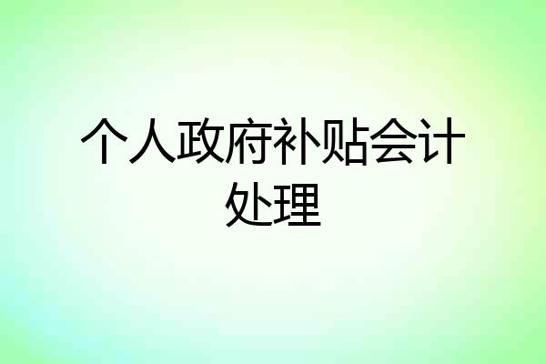 个人政府补贴会计处理