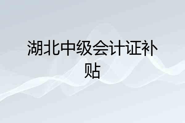 湖北中级会计证补贴