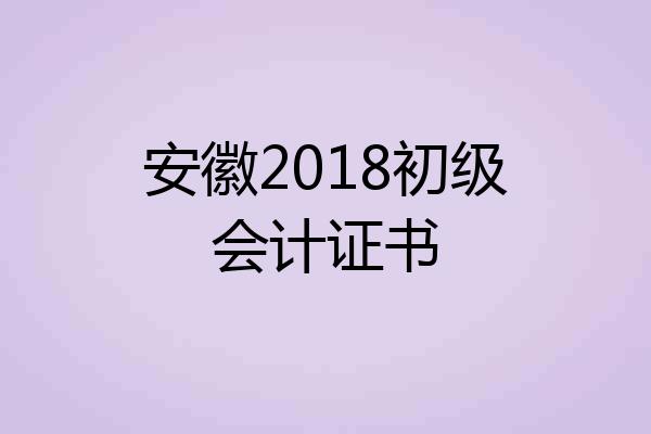 安徽2018初级会计证书