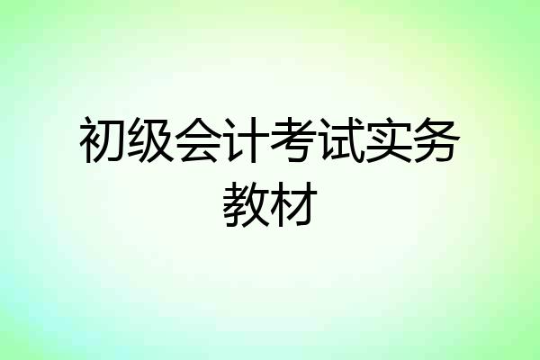 初级会计考试实务教材
