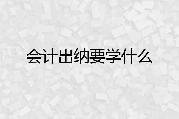 会计出纳要学什么
