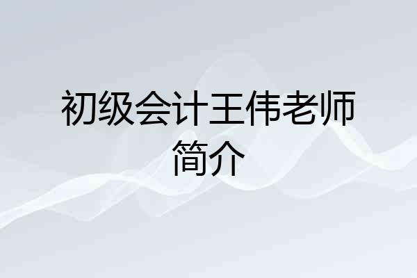 初级会计王伟老师简介