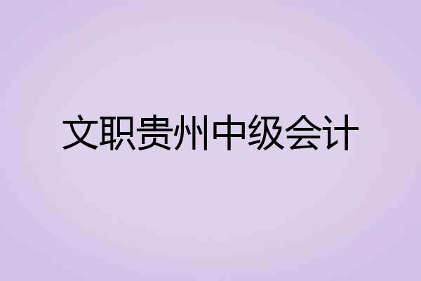 文职贵州中级会计
