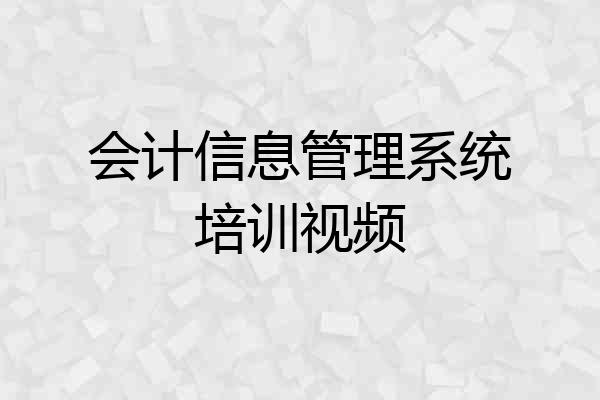 会计信息管理系统培训视频