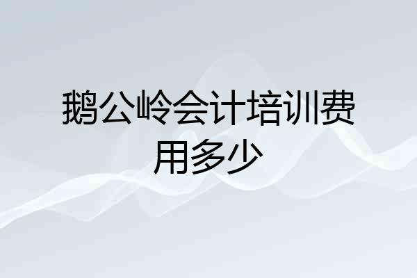 鹅公岭会计培训费用多少