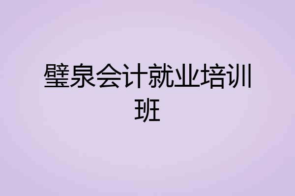 璧泉会计就业培训班