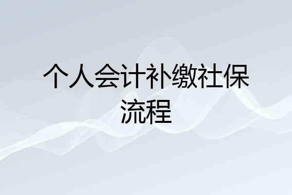 个人会计补缴社保流程