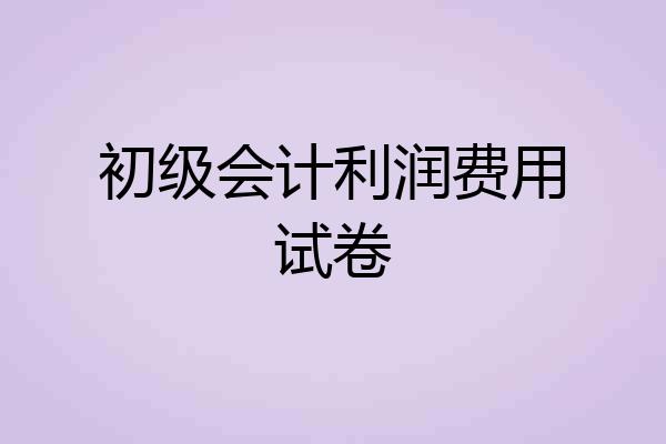 初级会计利润费用试卷