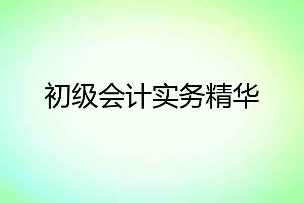 初级会计实务精华