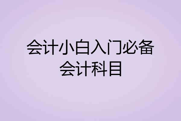 会计小白入门必备会计科目