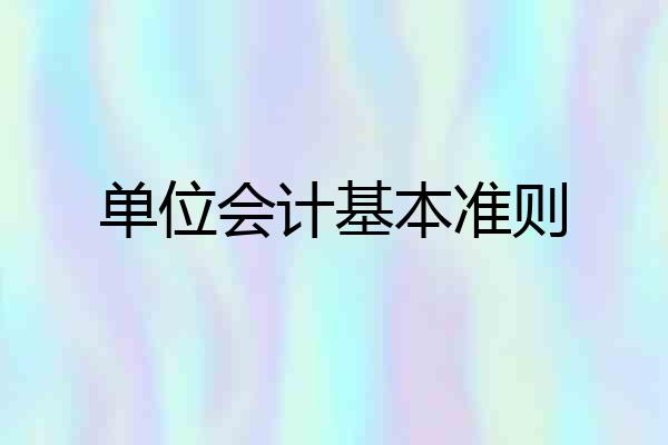 单位会计基本准则