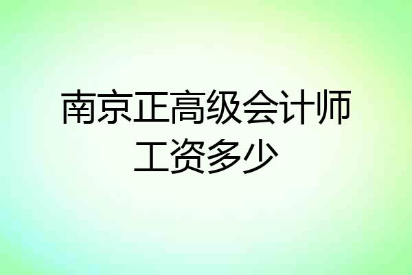 南京正高级会计师工资多少