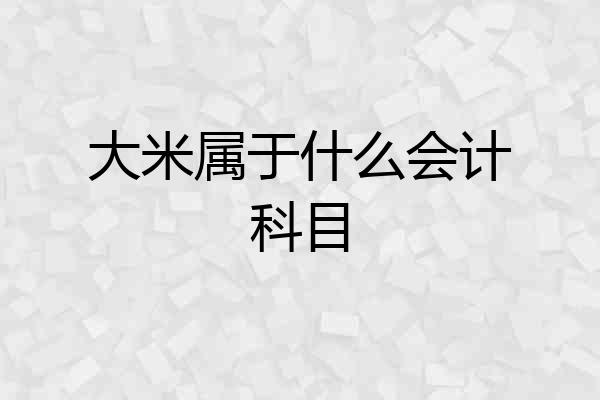 大米属于什么会计科目