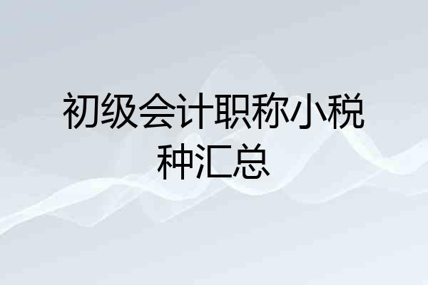 初级会计职称小税种汇总