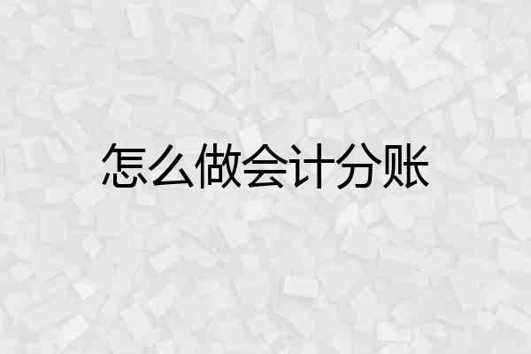 怎么做会计分账