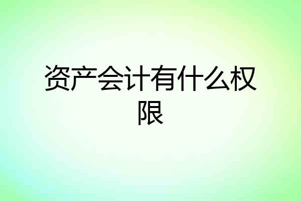 资产会计有什么权限