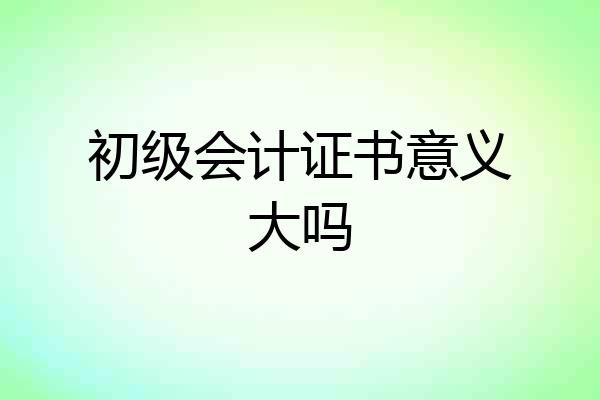 初级会计证书意义大吗