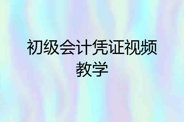 初级会计凭证视频教学
