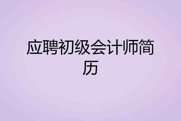 应聘初级会计师简历