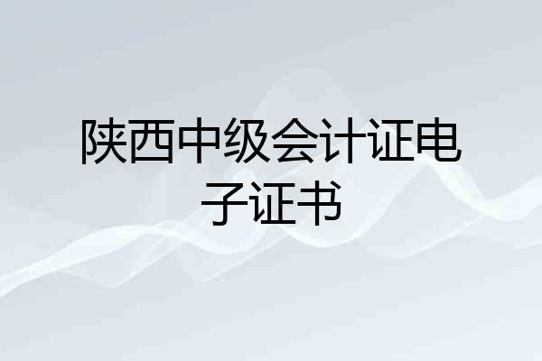 陕西中级会计证电子证书