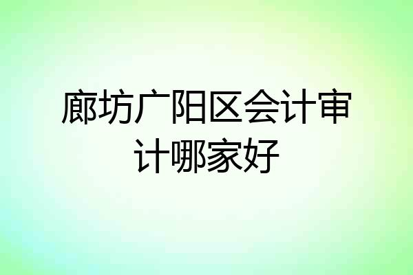 廊坊广阳区会计审计哪家好