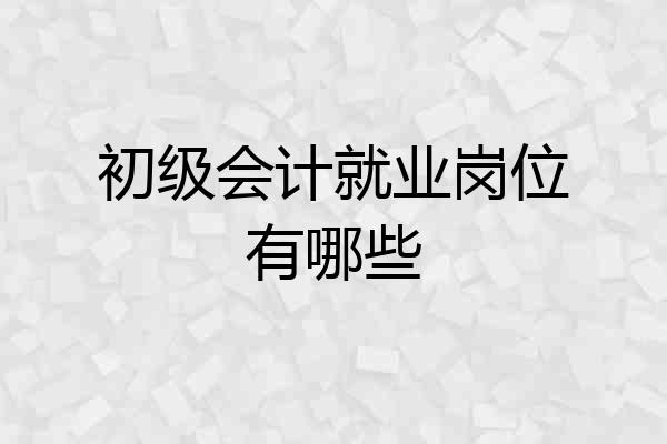 初级会计就业岗位有哪些