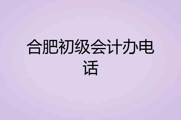 合肥初级会计办电话