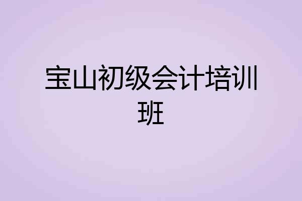 宝山初级会计培训班