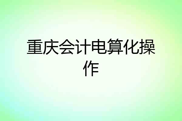 重庆会计电算化操作