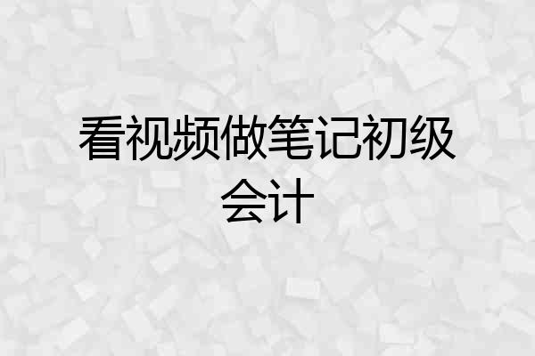 看视频做笔记初级会计