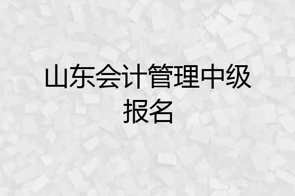 山东会计管理中级报名