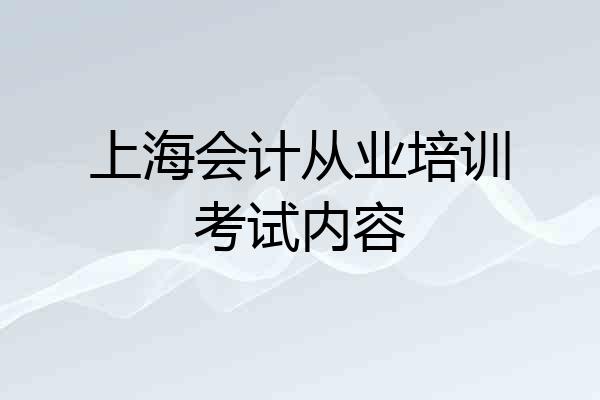 上海会计从业培训考试内容