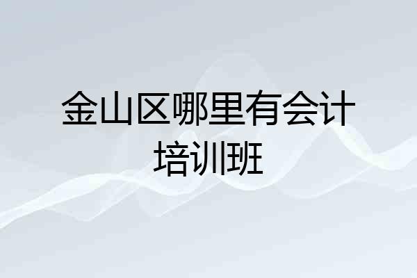 金山区哪里有会计培训班