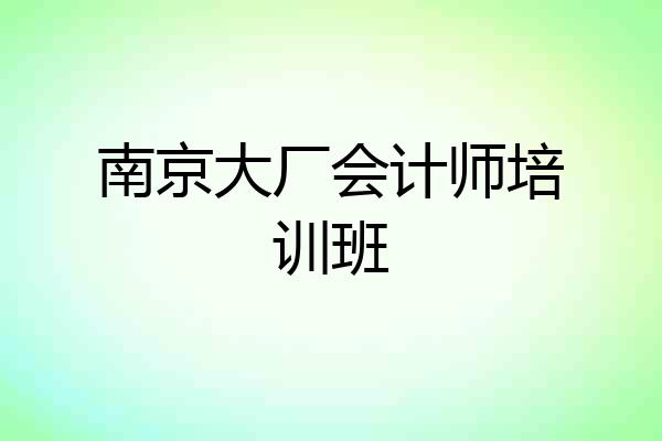 南京大厂会计师培训班