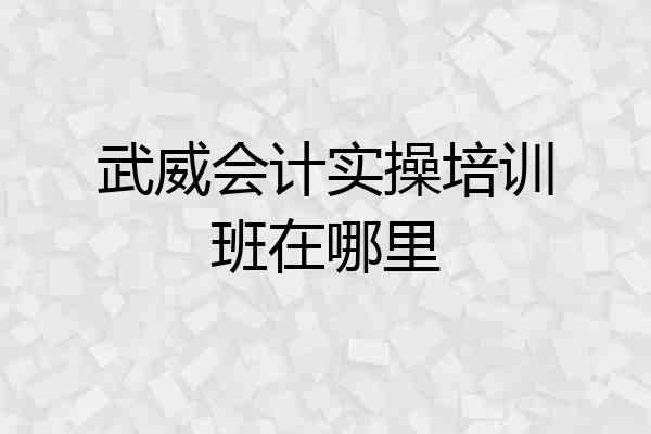 武威会计实操培训班在哪里