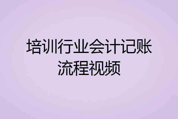 培训行业会计记账流程视频