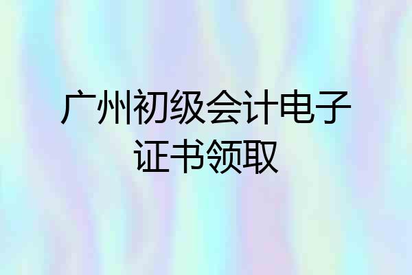广州初级会计电子证书领取