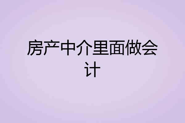 房产中介里面做会计