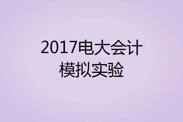 2017电大会计模拟实验