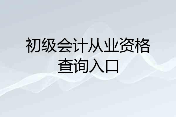 初级会计从业资格查询入口