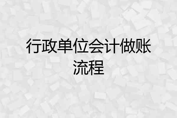 行政单位会计做账流程