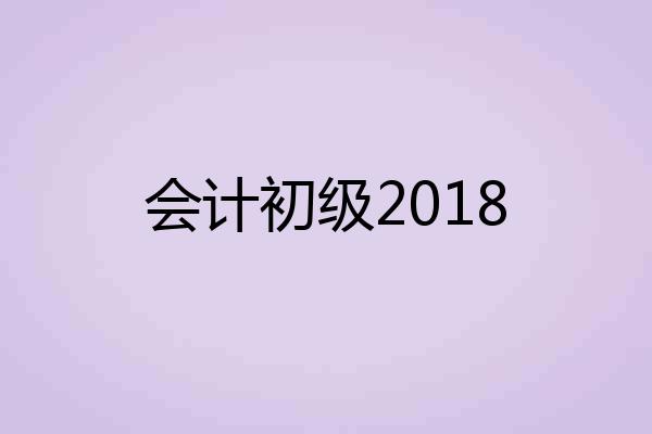 会计初级2018