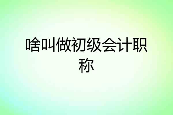 啥叫做初级会计职称