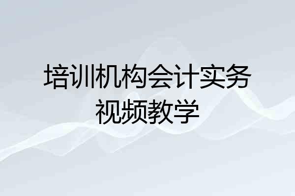 培训机构会计实务视频教学