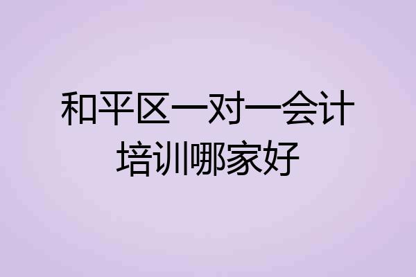 和平区一对一会计培训哪家好