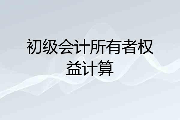 初级会计所有者权益计算