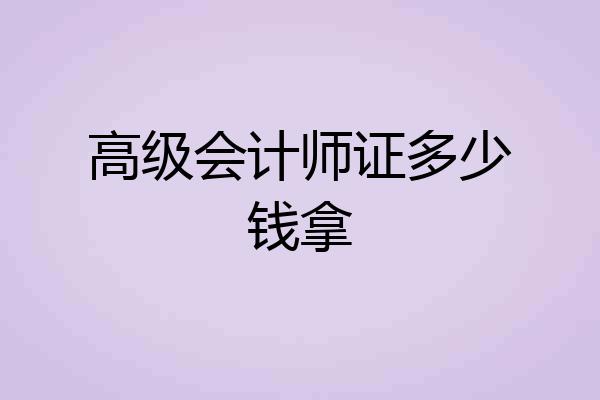 高级会计师证多少钱拿