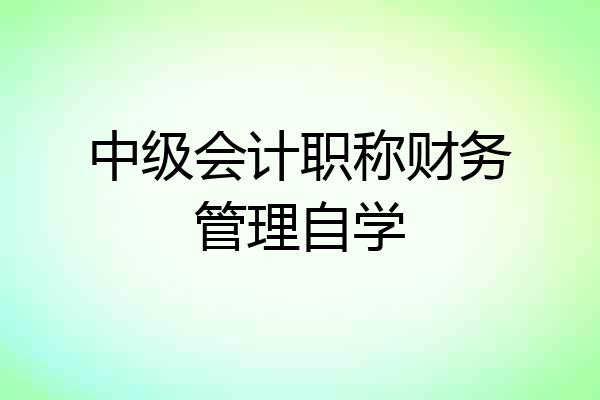 中级会计职称财务管理自学