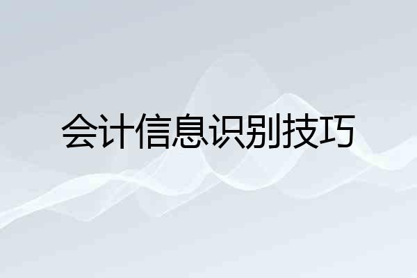 会计信息识别技巧