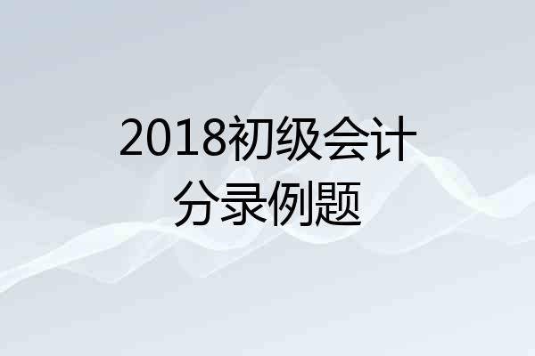 2018初级会计分录例题